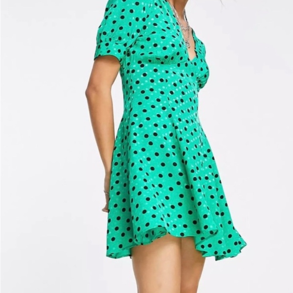 Topshop Teal Polka Dot Mini Dress